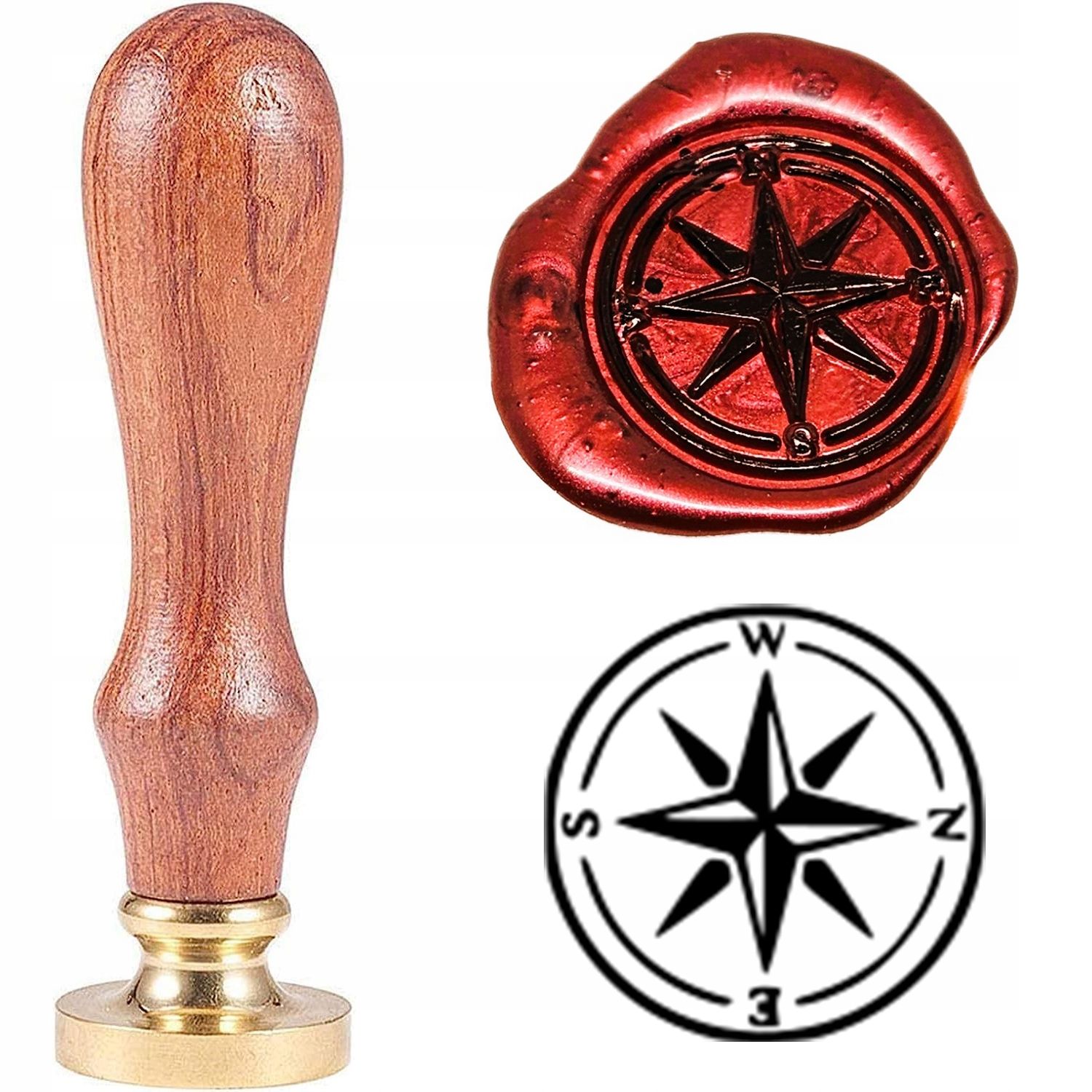 pieczęć, stempel do wosku, laku wzór kompas 2