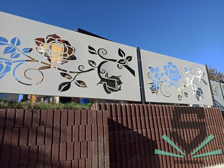 Brama dwuskrzydłowa 4x1,5m wycinana laserowo, CNC,  panelowa.