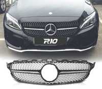 GRELHA FRONTAL PARA MERCEDES W205 14- LOOK AMG PRETO BRILHANTE DIAMANTE