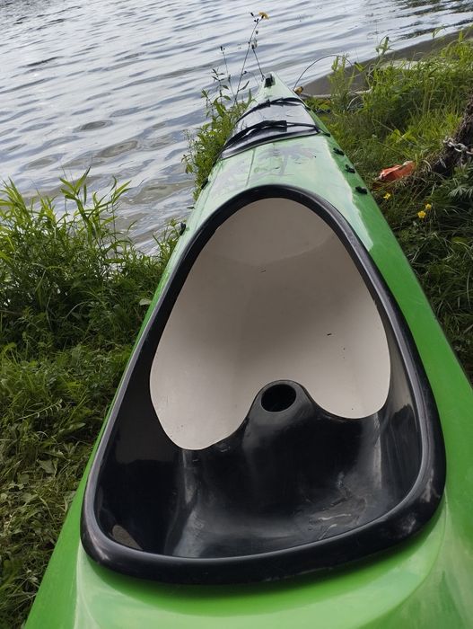 Kajak dwuosobowy zielony z laminatu plastikowy tworzywa sztucznego