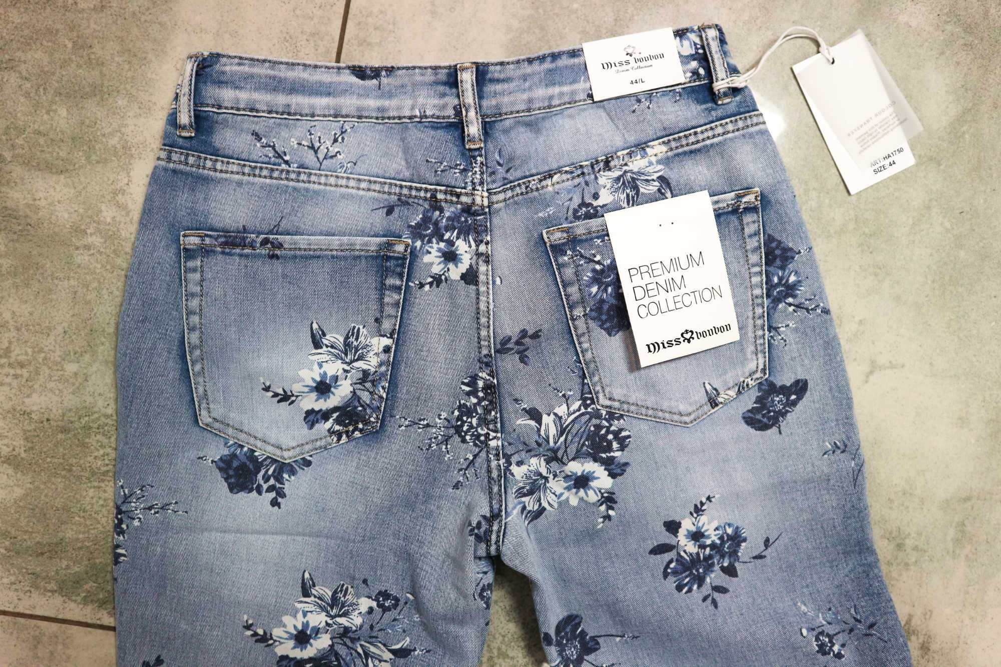 Spodnie jeansy w kwiaty - 2XL