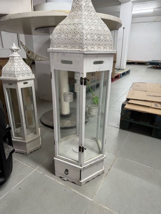 7 lanternas decorativas vintage em ferro e vidro