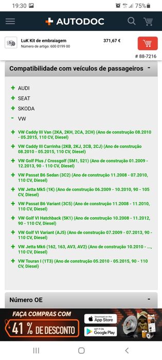 Kit embraiagem Luk VW, Audi, Seat, Skoda