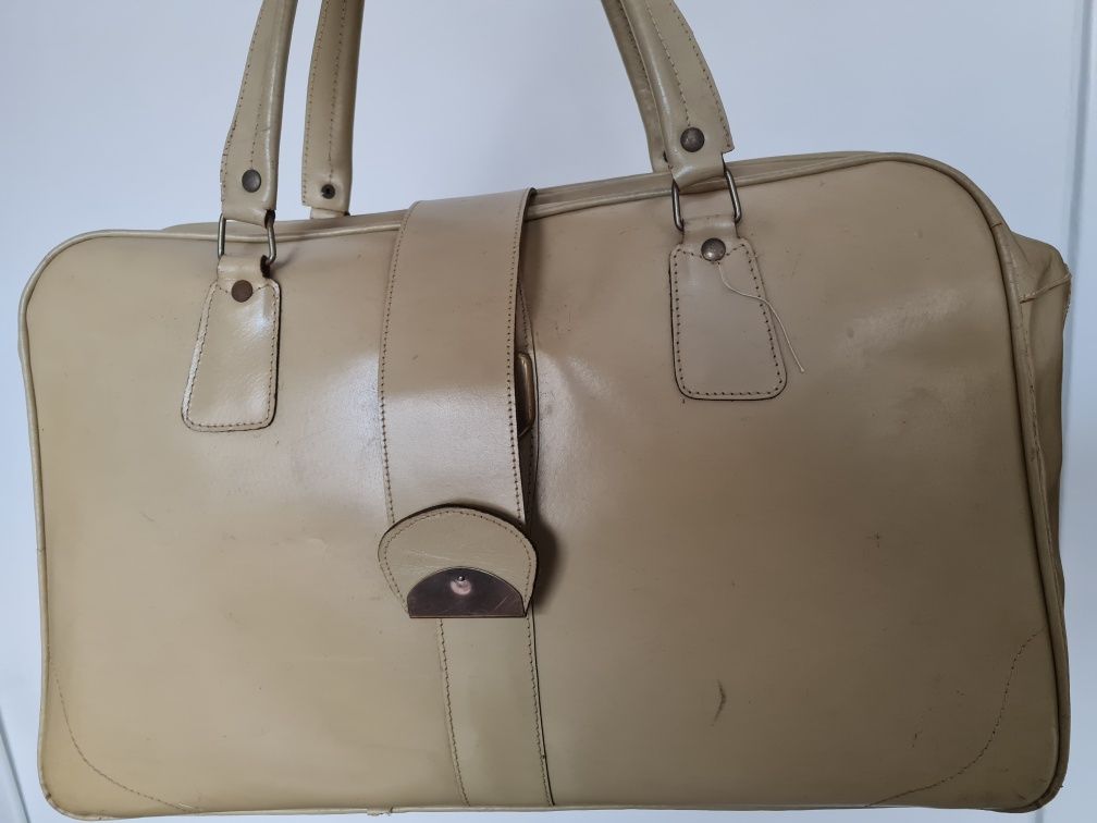 Torba podróżna skórzana vintage prl