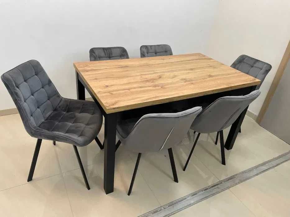 (84) Stół rozkładany + 6 krzeseł, loft, okazja 1600 zł nowy!