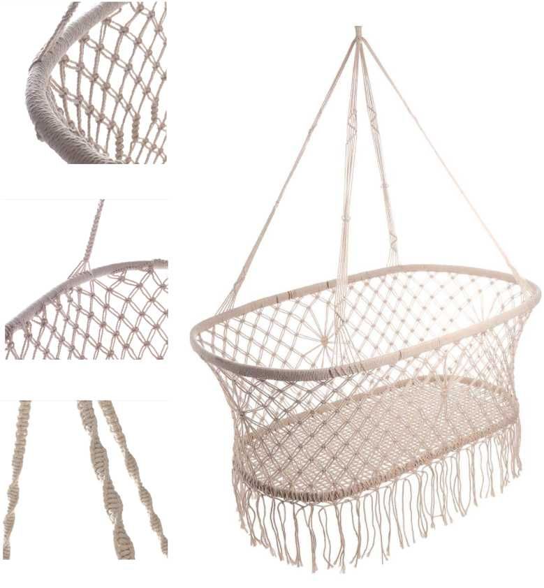 WISZĄCE ŁÓŻECZKO DLA DZIECKA Kołyska Makrama Boho Huśtawka Dziecięca