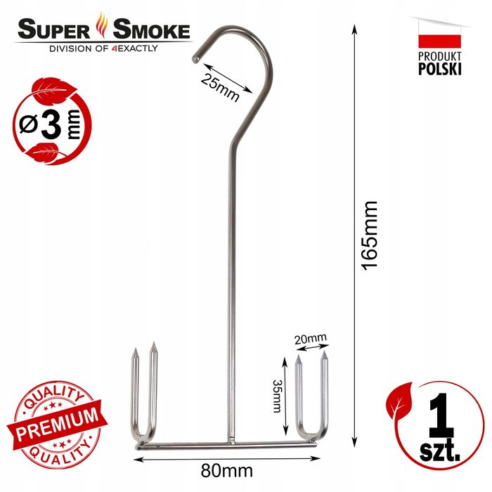 Hak Wędzarniczy Super Smoke do dzwonka ryby 3mm Premium 16cm