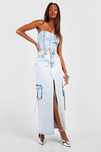 Boohoo 44 Xxl Spódnica Jeansowa Maxi Niebieska R13178