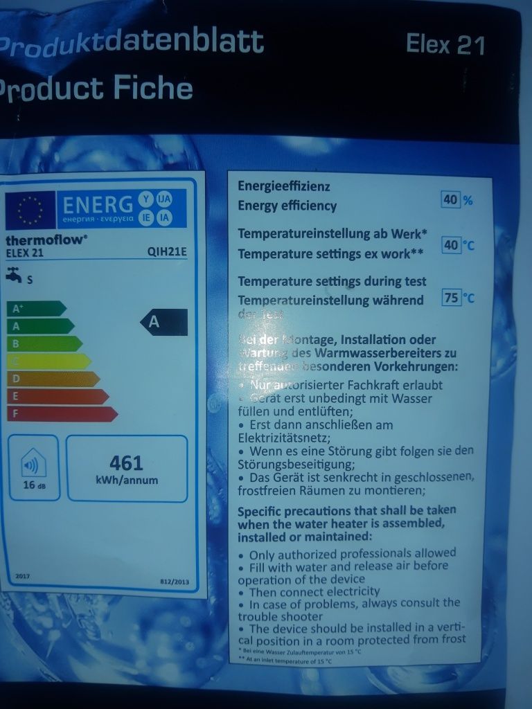 Sprzedam przepływowy podgrzewacz wody 21 kw thermoflow LCD 400V