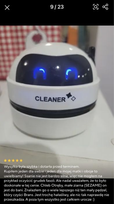 Swietny robot czyszczacy biurko