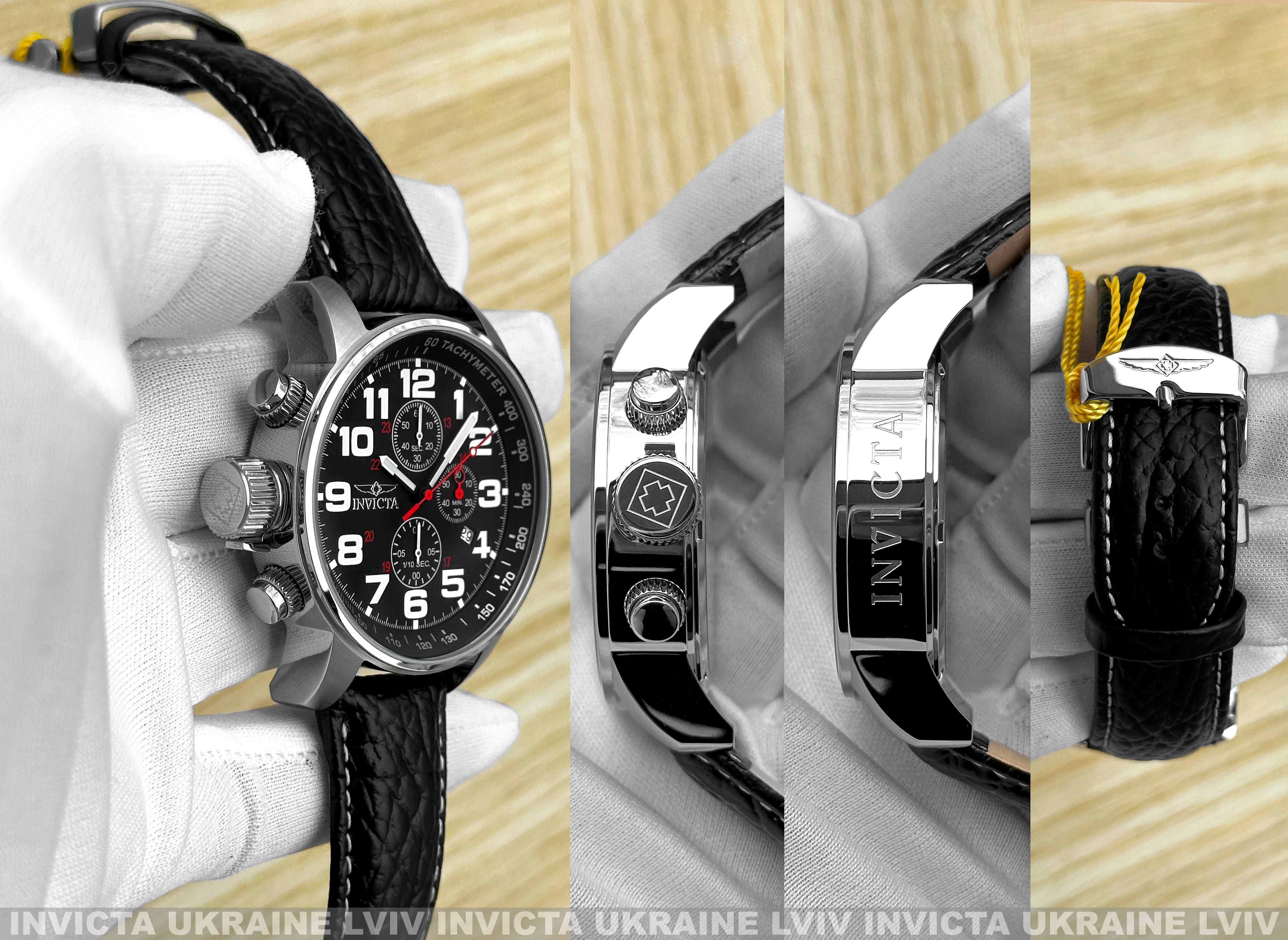 Мужские часы Invicta 2770 Aviator I - Force Black Leather 46 mm.