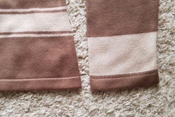 Sweterek w paski golf komplet wiskoza brązowy