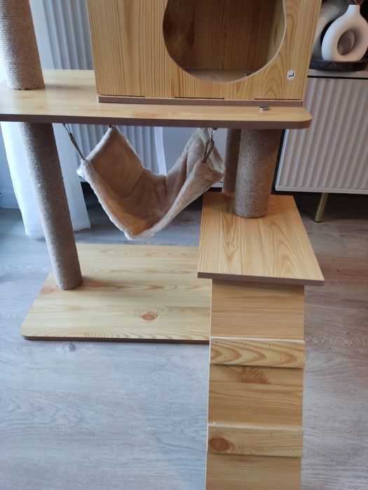 Drapak dla kota PawHut drewniany 130 cm nowy 5 słupków solidna lina