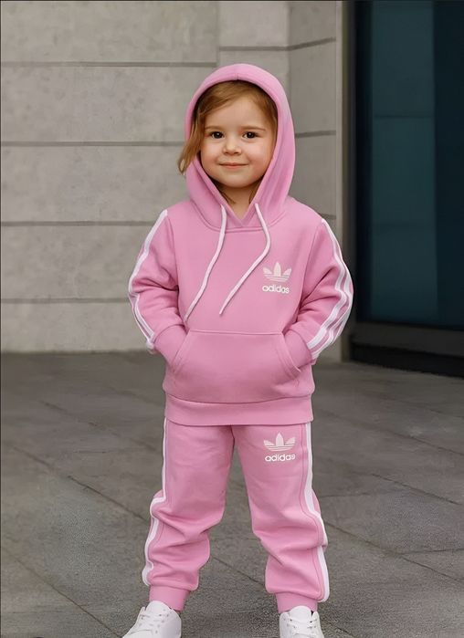 Теплий дитячий спортивний костюм на флісі Adidas для дівчинки