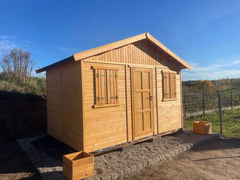 domek drewniany pomieszczenie gospodarcze dom z drewna WARBIT