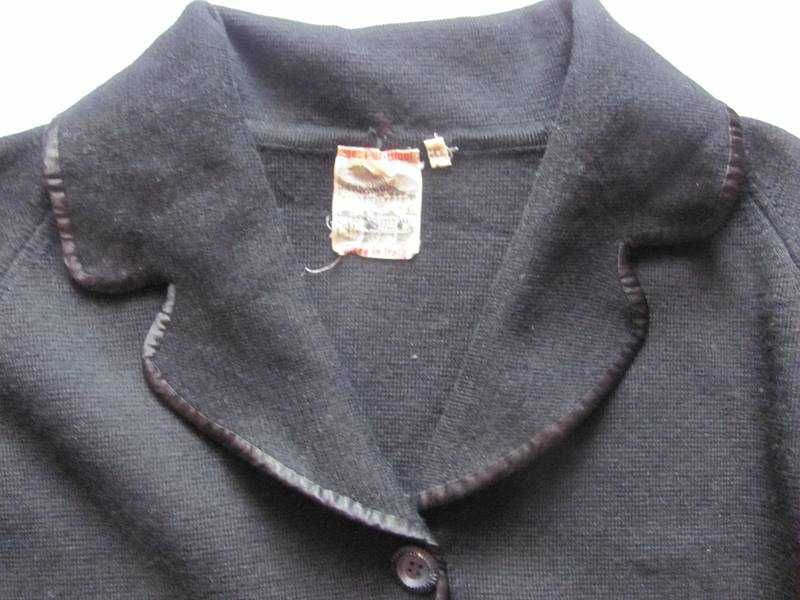 Pure Wool włoski ekskluzywny czarny wełniany żakiet vintage