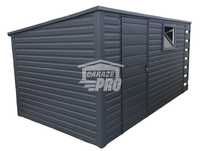 Domek ogrodowy schowek 4x2 + wiata 0,5m drzwi okno antracyt GP232