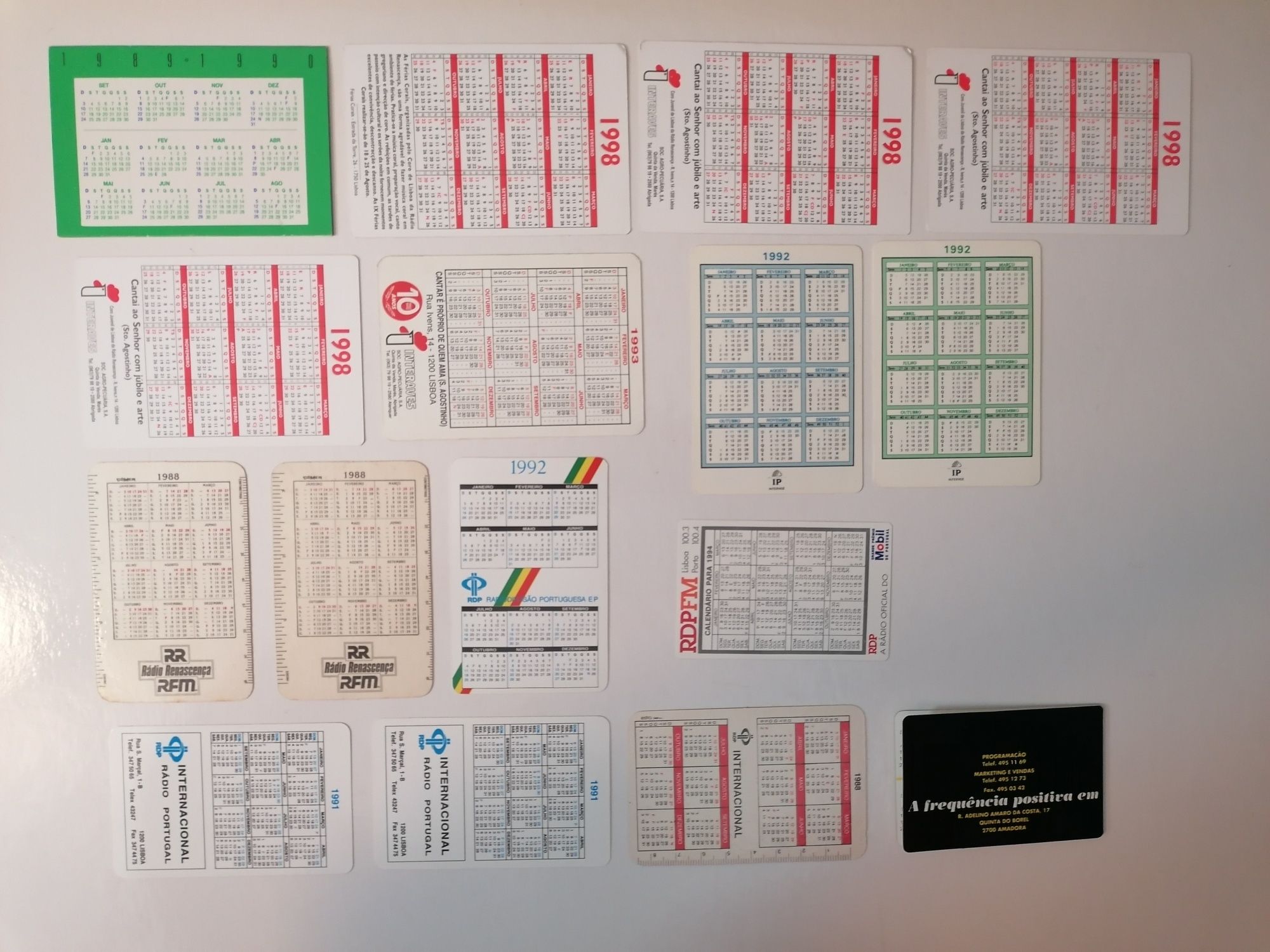 Conjunto de 16 calendários de vários anos RFM, RDP, Rádio Renascença