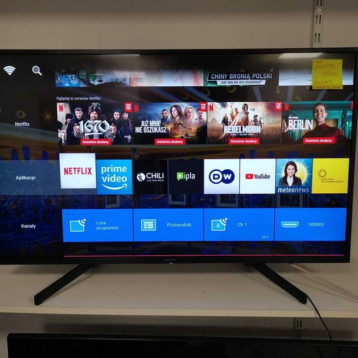 Sony 43 cale 4K UHD hdr Smart WIFI DVB-T2 HEVC 43XF7005 gw3m telewizor