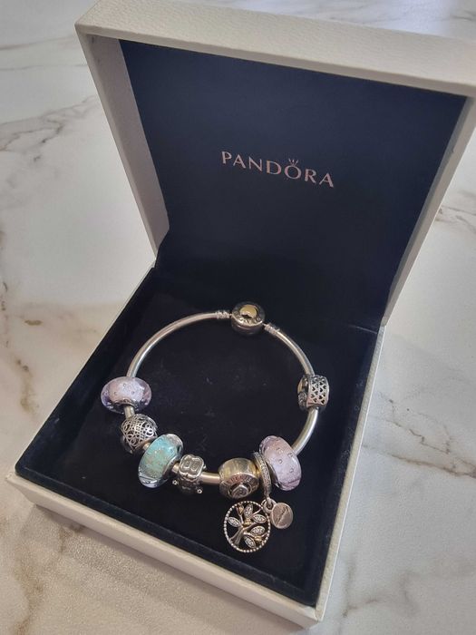 Pulseira Pandora Original com 8 charms + caixa - Prata 925