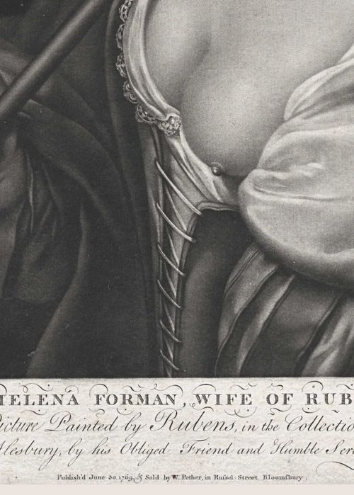 Litografia z 1780 rok, Helena Fourment żona Rubensa, 38cm x 53cm