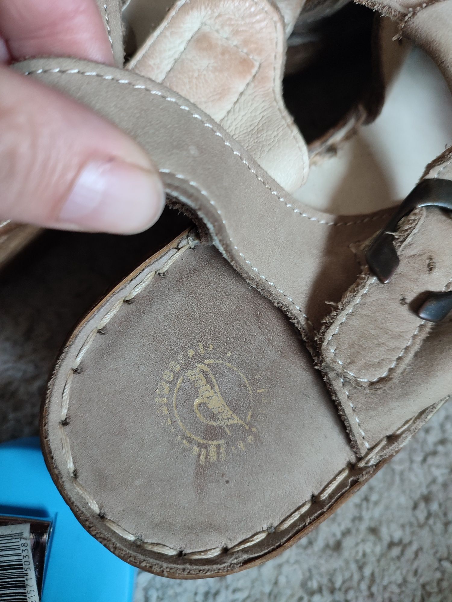Sandały skórzane letnie buty łukbut karmelowe beżowe brązowe zapinane