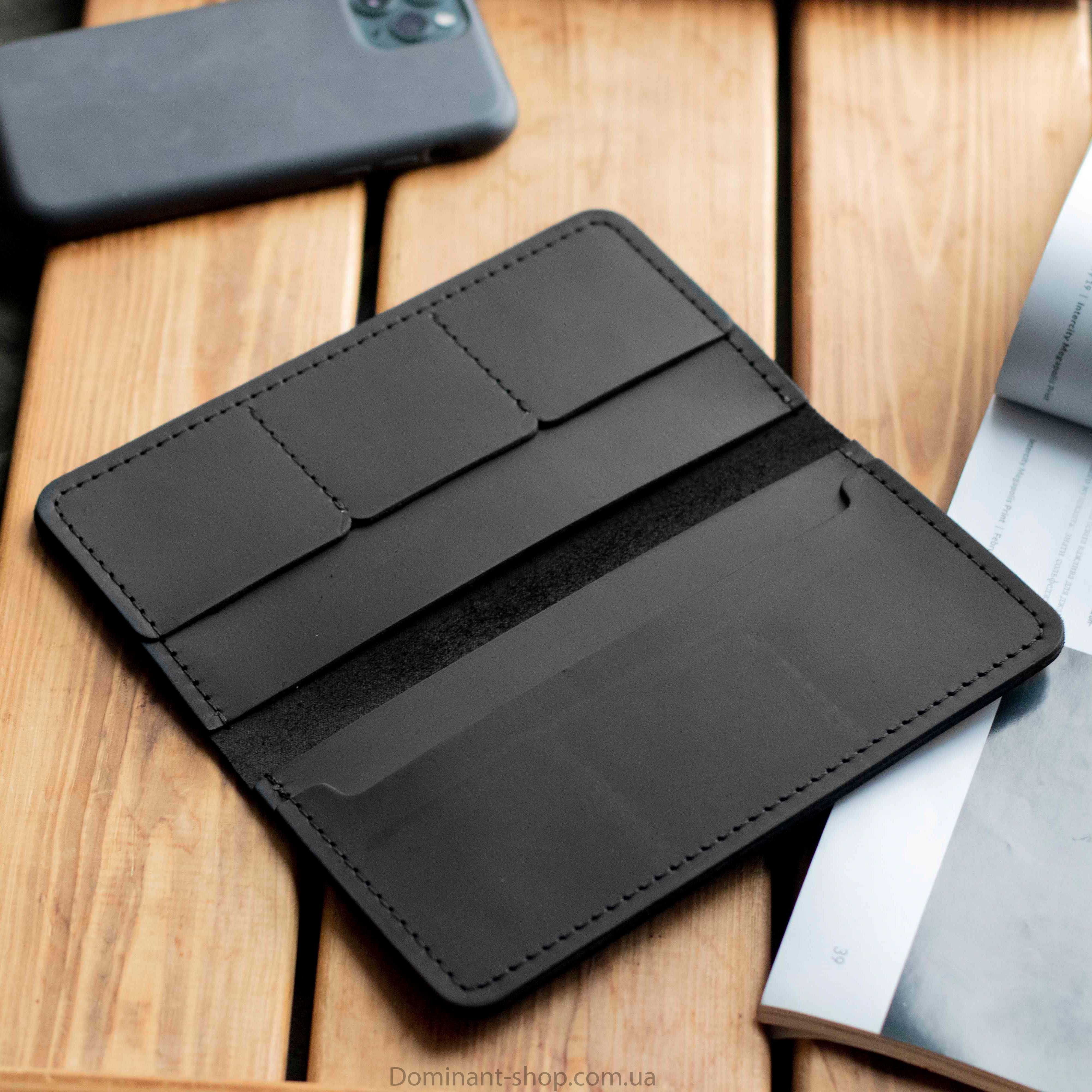 Мужское кожаное портмоне черное из натуральной кожи кошелек бумажник