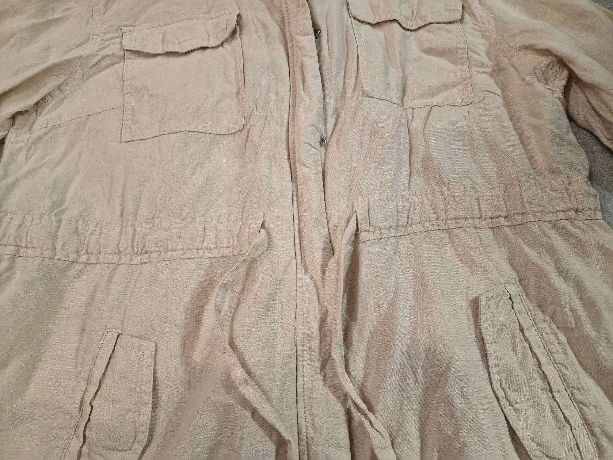 Kurtka parka płaszczyk narzutka pure linen XL