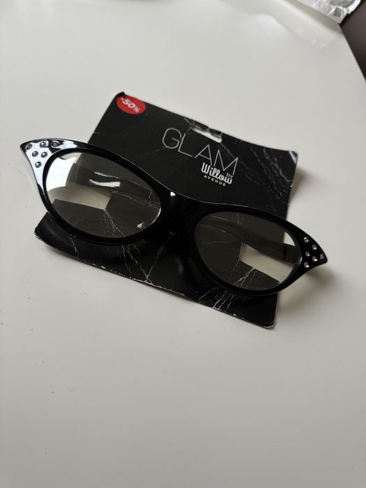 Okulary gwiazdy czarne z dżetami do stróju karmawał