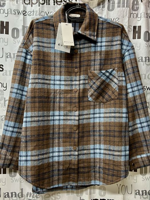 Рубашка тёплая в клетку , оверсайз, Италия,рубашка - куртка