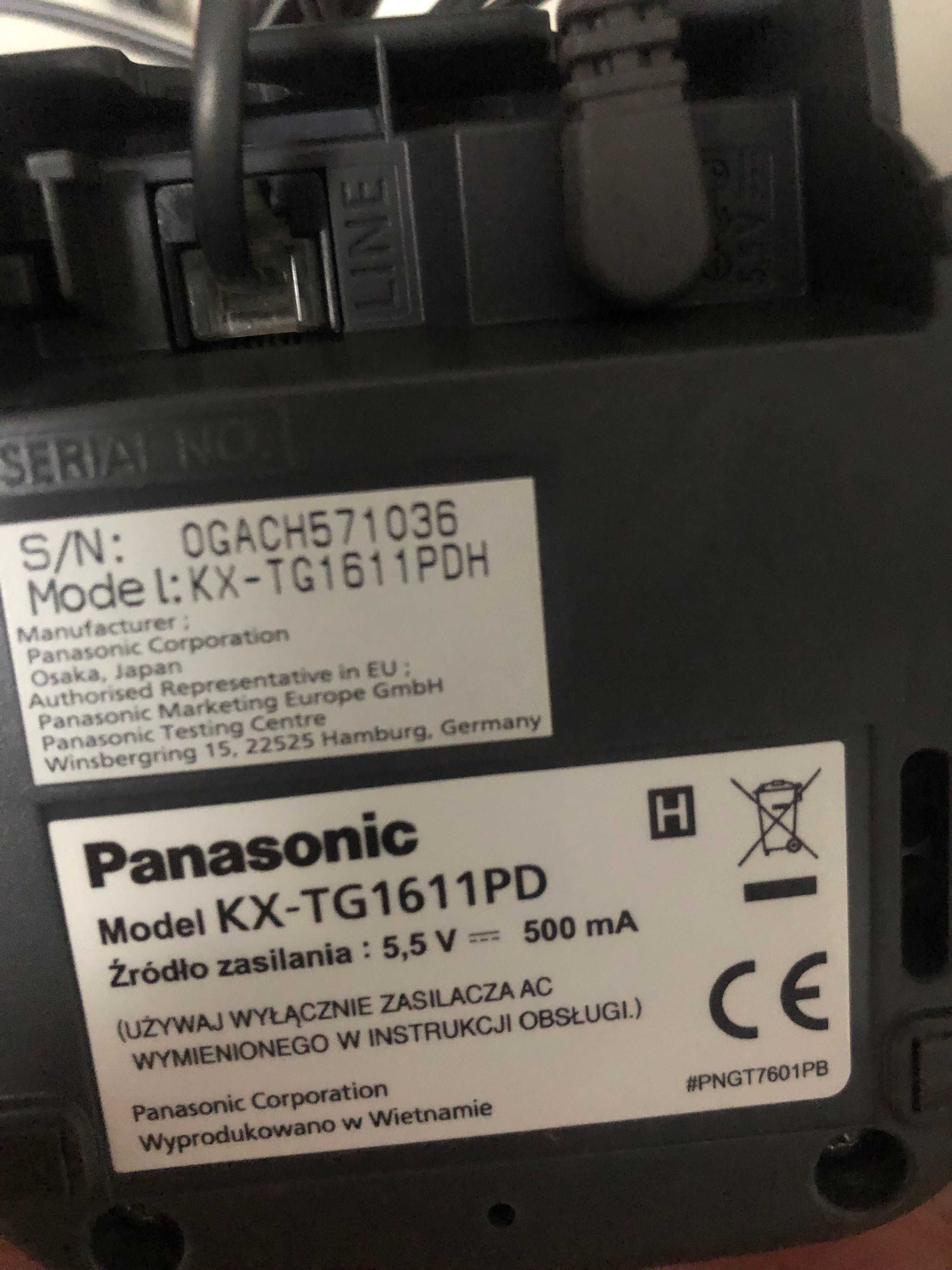 telefon stacjonarny bezprzewodowy Panasonic kx tg1611pd jak nowy