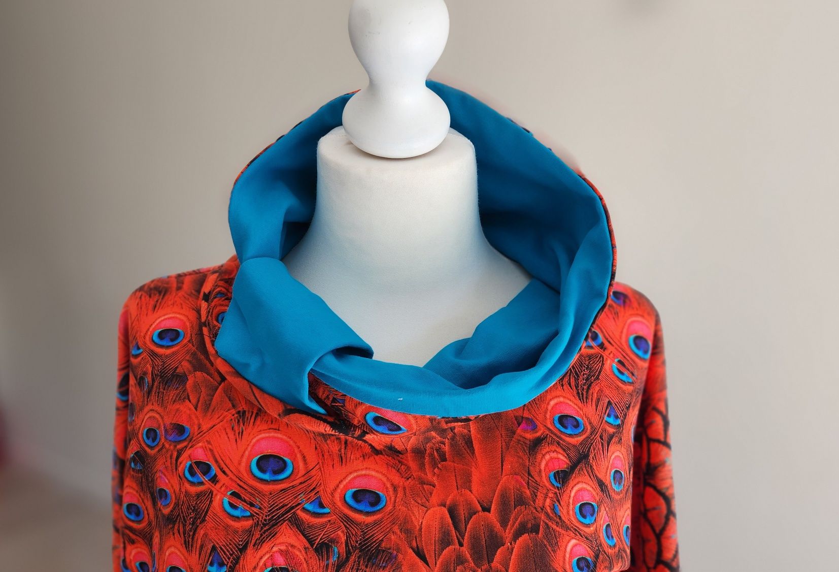 Bluza oversize print pawie pióra jak garczyńska zygzak okee