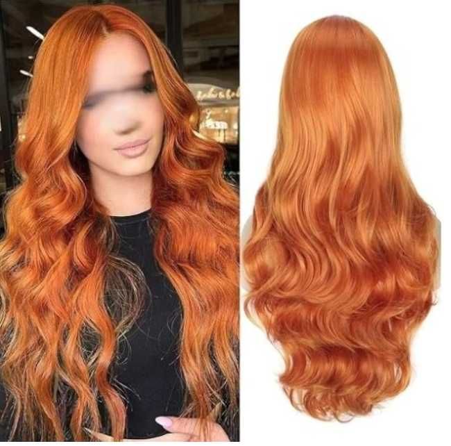 Peruka włosy długie syntetyczne Feshfen RUDE POMARANCZOWE KASZTANOWE