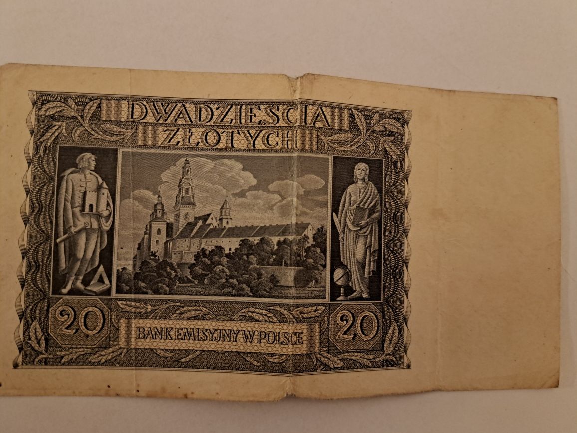 Banknot Dwadzieścia Złotych Bank Emisyjny W Polsce Kraków 1 Marca 1940