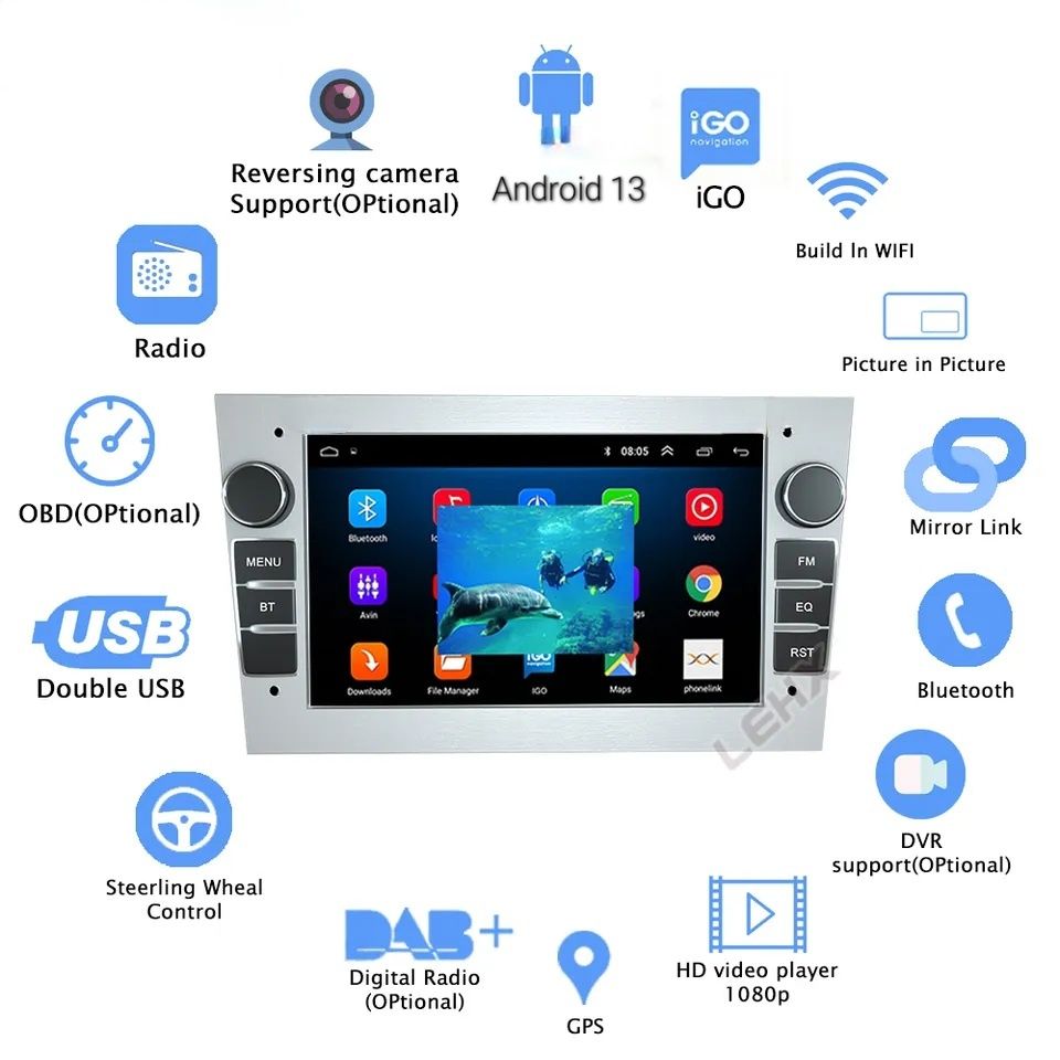 Штатна автомагнітола OPEL Android 13 DSP 2/32 Гб Carpley Android avto