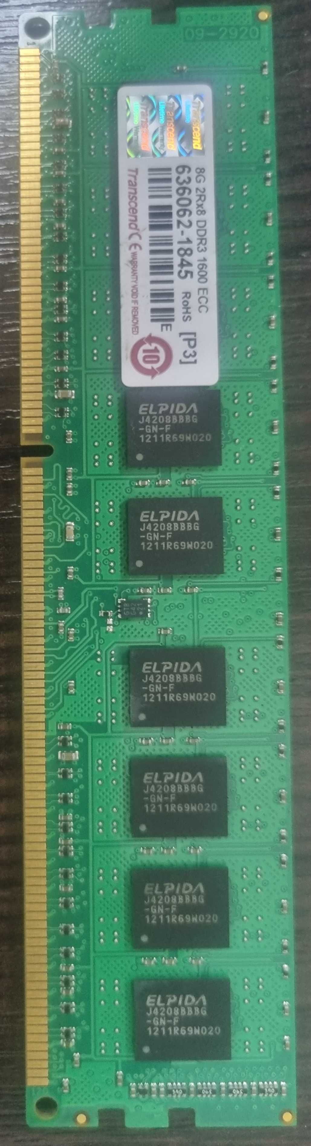 Transcend DRAM 8GB DDR3L 1600 ECC-DIMM 1.35V 2Rx8 512Mx8 TS1GLK72W6H