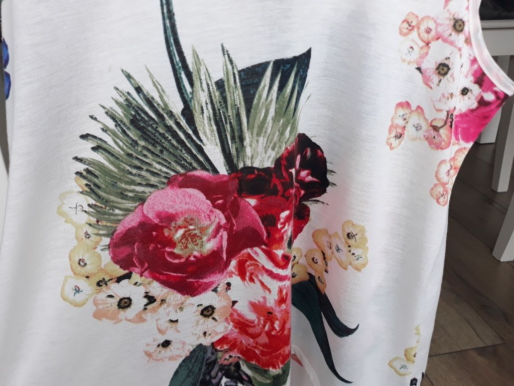 Bluzka koszulka bezrękawnik H&M S 36 kwiaty