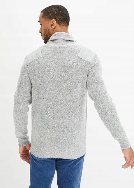 B.P.C sweter męski z kołnierzem szary r.3XL