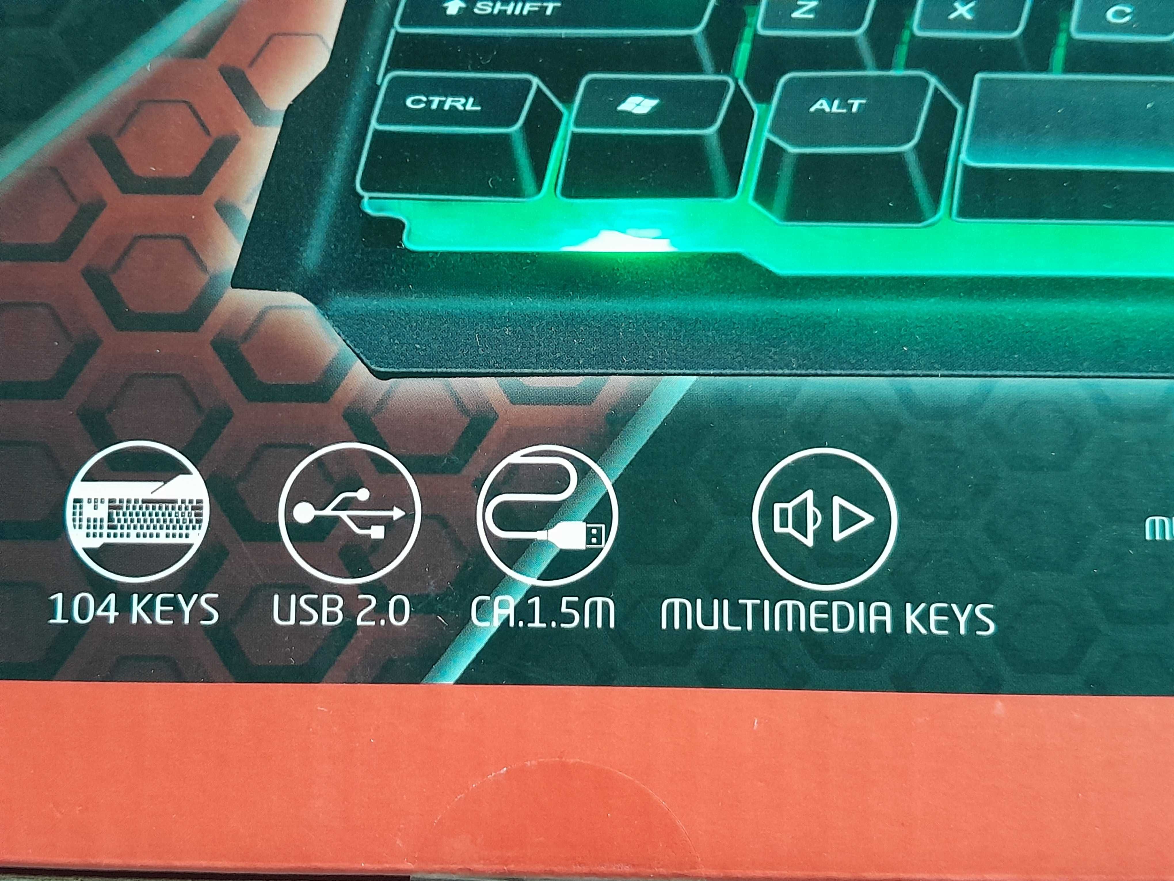 Gamingowa klawiatura podświetlana LED RGB NO FEAR Qwerty nowa outlet