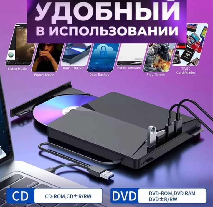 Внешний оптический привод DVD-RW/CD, 7 в 1, USB