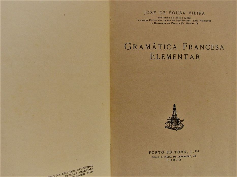 Gramática Francesa Elementar - Sousa Vieira