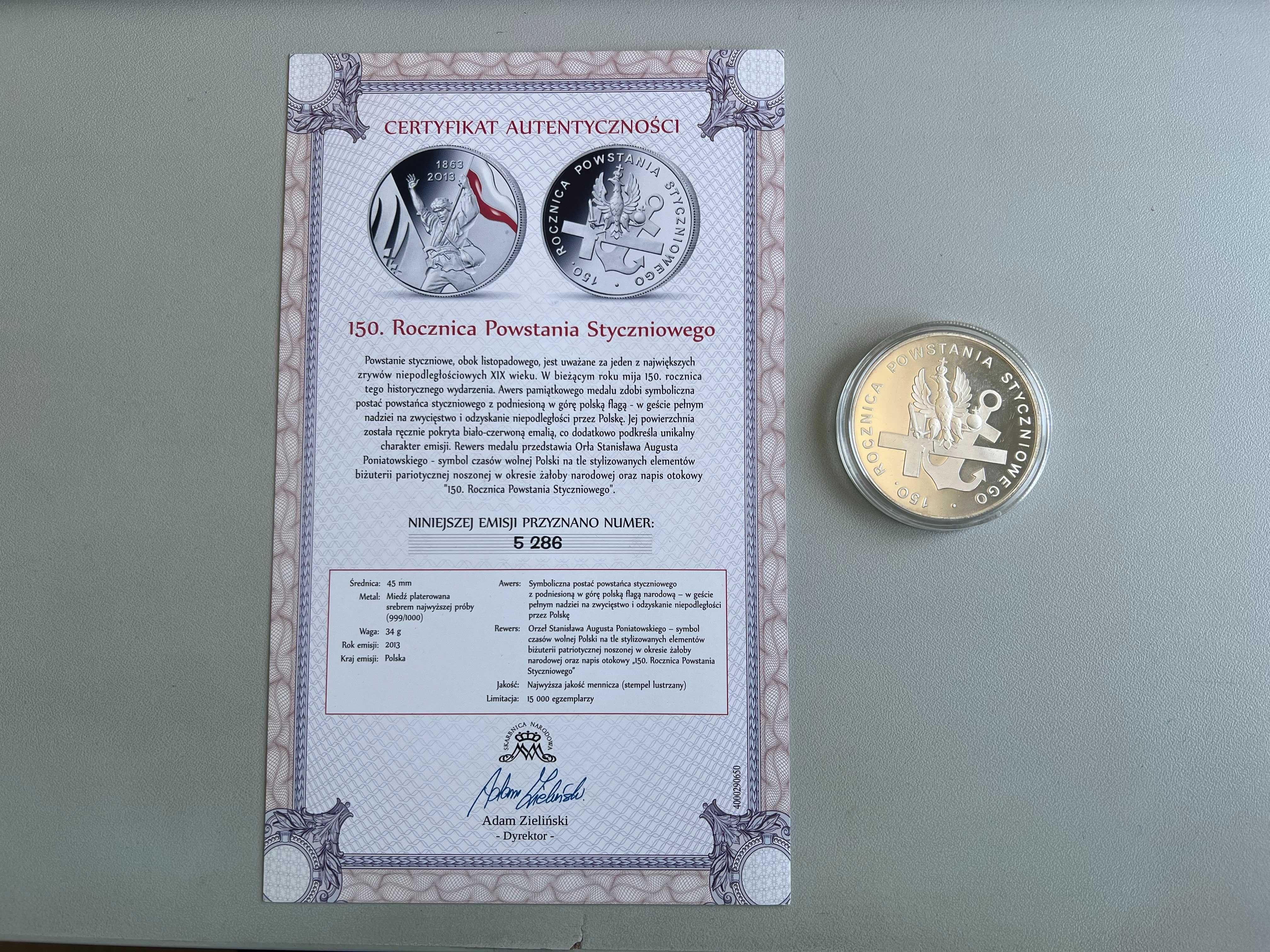 Medal Moneta 150. rocznica Powstania Styczniowego