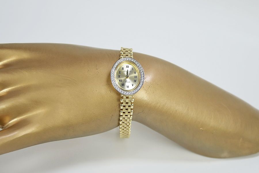 Prześliczny 14k złoty zegarek damski Geneve lw117y W