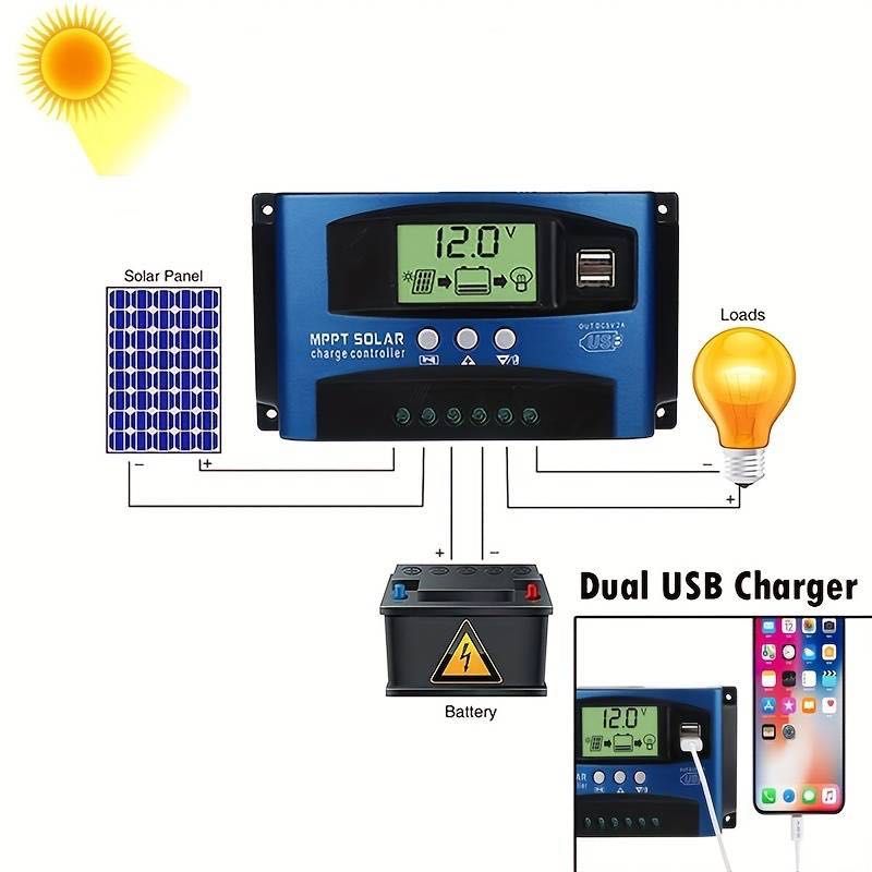 Controlador de Carga Solar MPPT * 30A - 100A * 12V / 24V