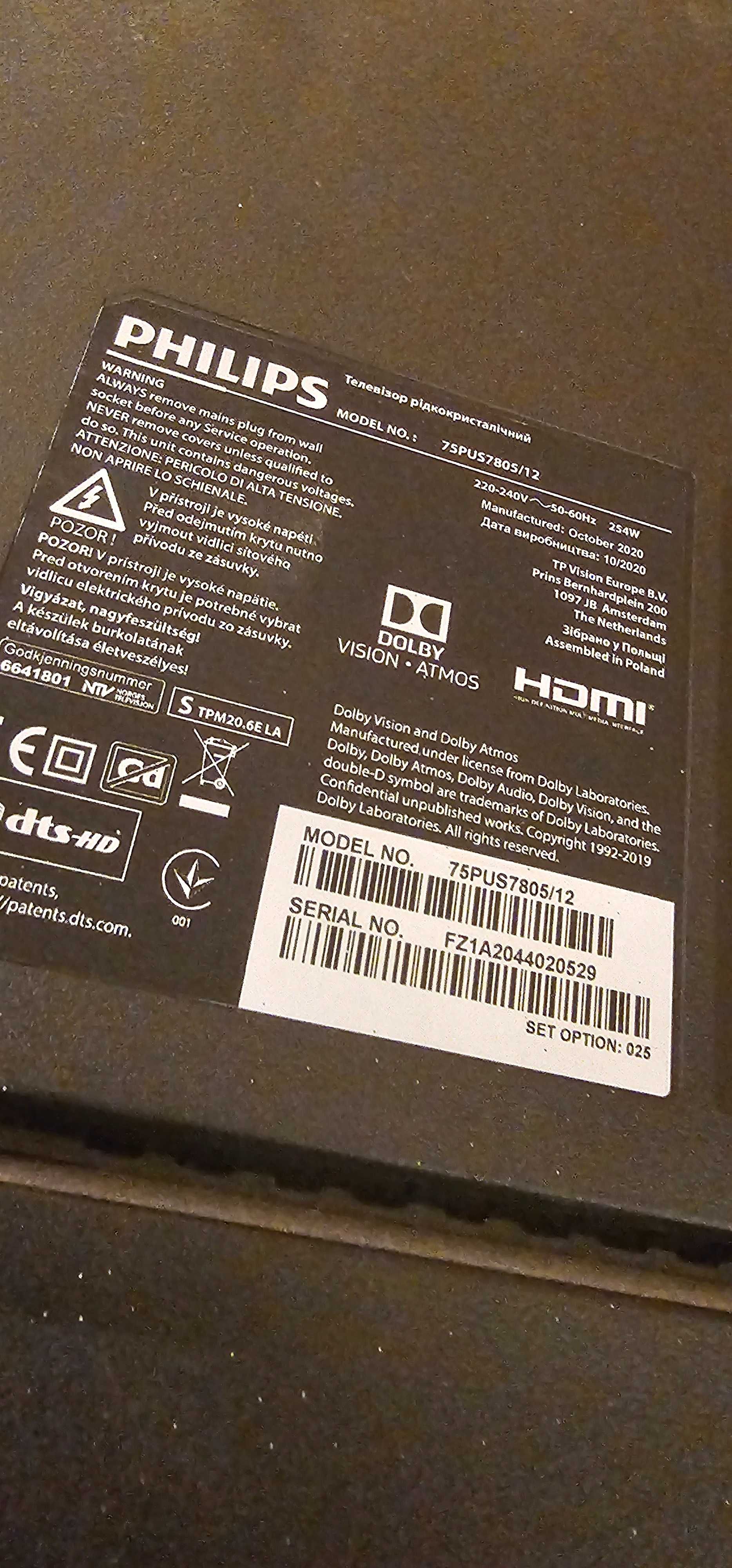 Telewizor Philips Ambilight 75 cali LED 4K Ultra HD