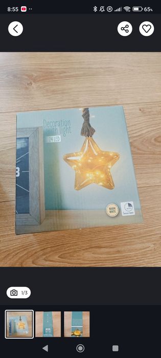 Gwiazda szklana na sznurze jutowym 24LED