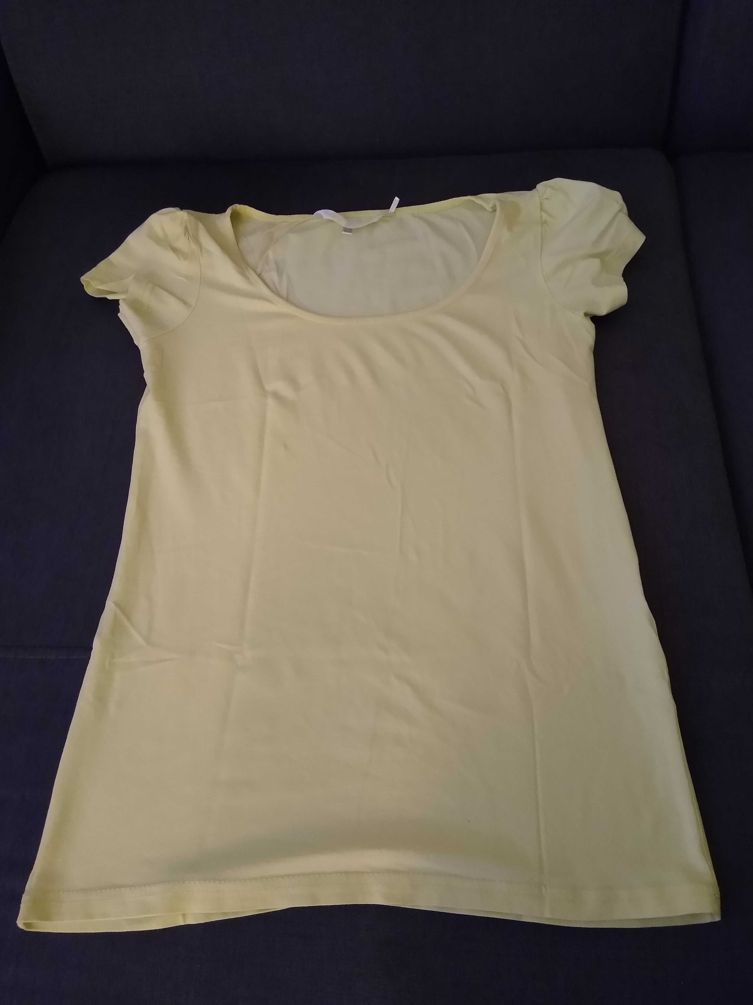 Żółta bluzka bluzeczka T-shirt koszulka na krótki rękaw Basic Butik
