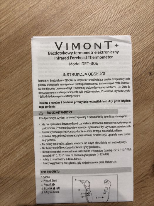 Nowy!!! VIMONT+ Bezdotykowy termometr elektroniczny Model DET-306