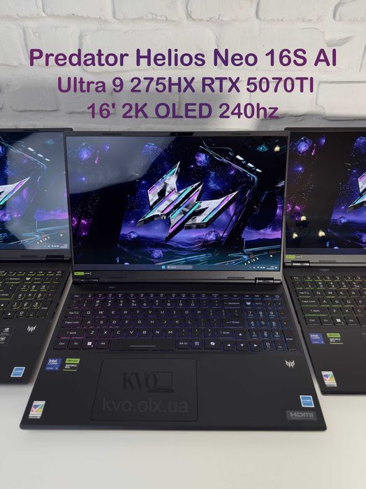 Helios 16' QHD OLED 240hz, Ultra 9 275HX RTX 5070TI 32GB RAM 1TB SSD