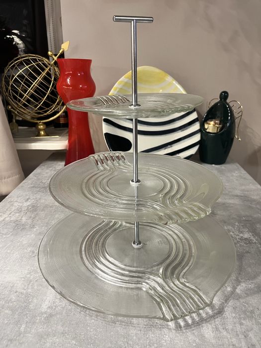 Patera Rondo Ząbkowice Drost – 3-poziomowa, szkło vintage